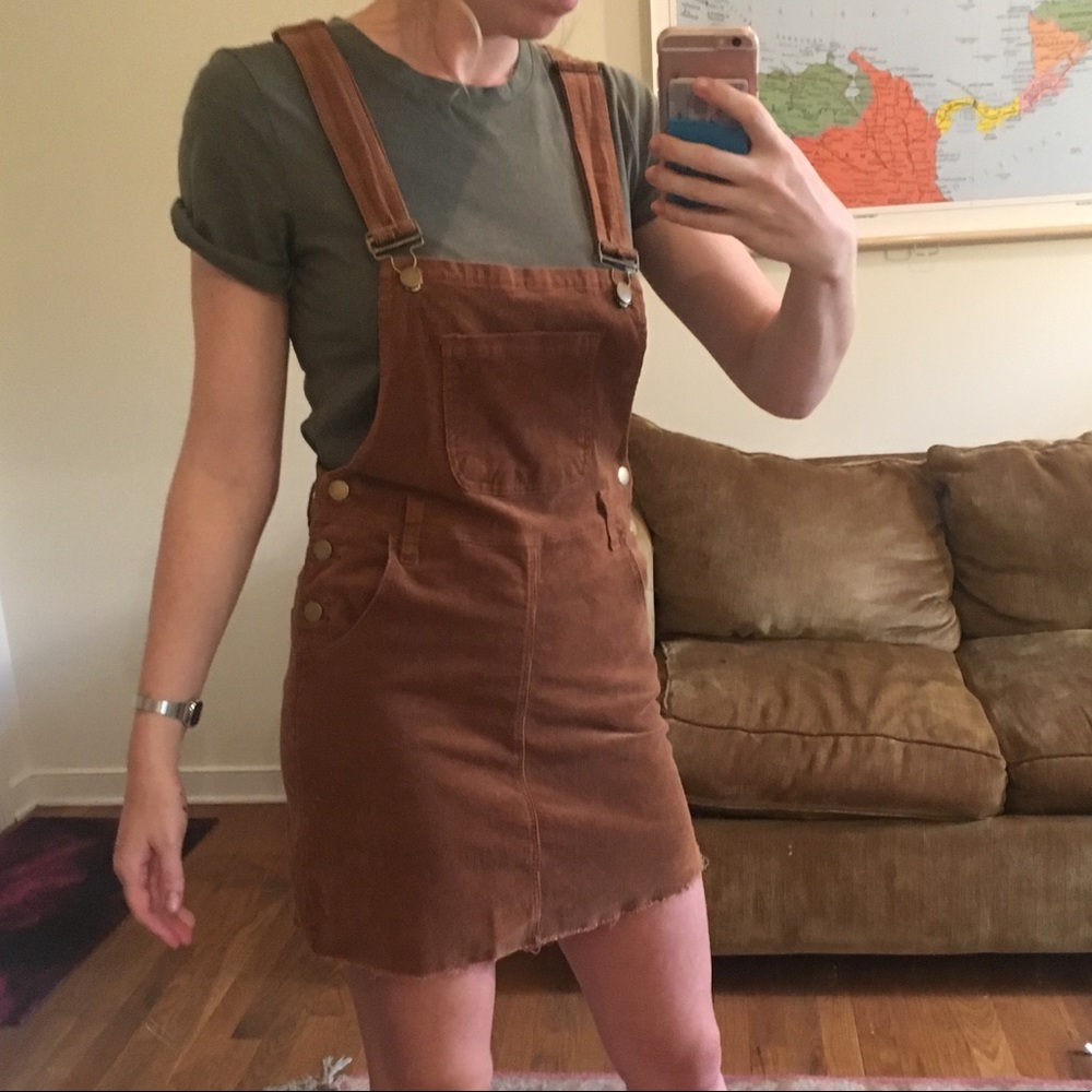 Boohoo corduroy overall dress